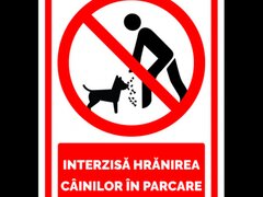 Semn pentru interzicerea hranirea cainilor in parcare